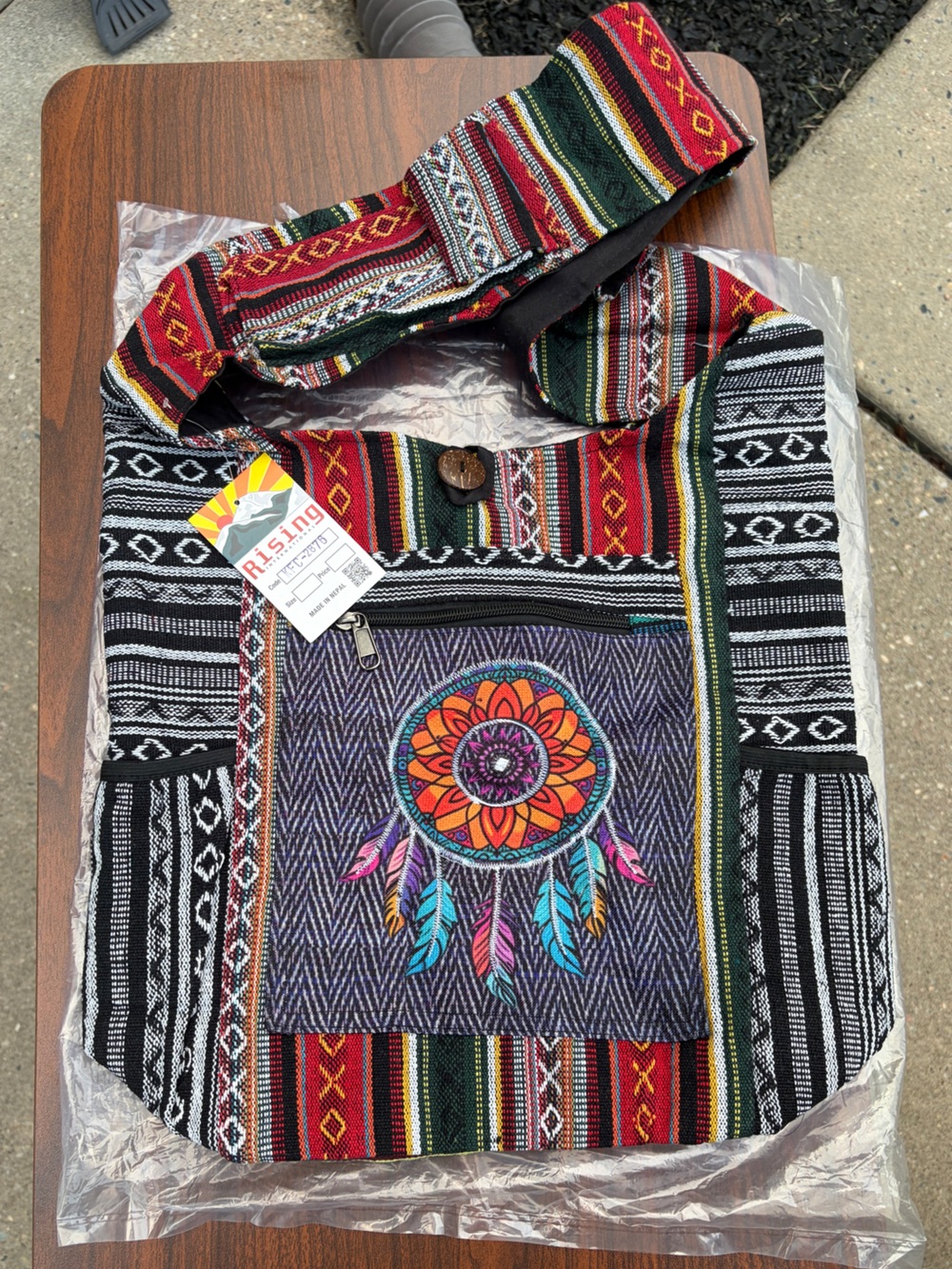 Rising International Boho Dreamcatcher Crossbody Bag Handmade Nepal NWT